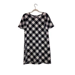 Ann Taylor Grey, Black, And White Gingham Mini Dress Size 6